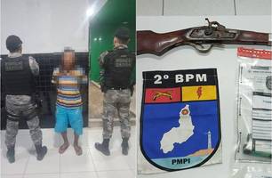 PM prende homem por disparos em via pública e posse ilegal de arma em Parnaíba (Foto: Reprodução)