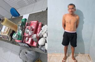 Suspeito de tráfico é preso com drogas, munições e anotações do crime em Parnaíba (Foto: Reprodução)