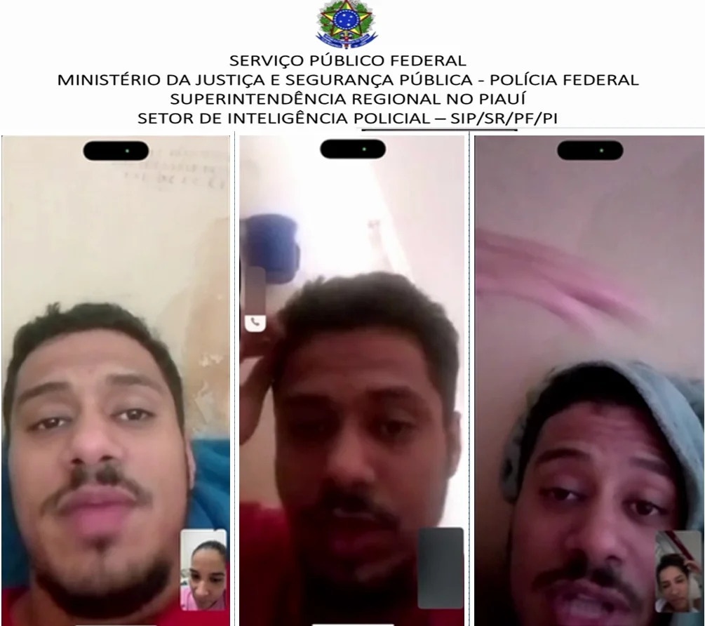 Videochamadas realizadas entre Alandillson e Tatiana durante prisão.