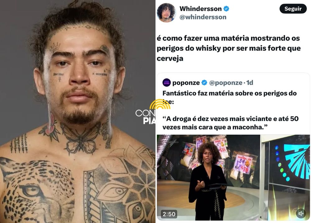 Whindersson critica matéria do Fantástico sobre maconha: ‘mais rasa que chafariz'