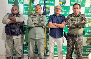 Agamenon Franco recebe comandantes da Polícia Militar para reforço na segurança (Foto: Reprodução/Redes Sociais) Agamenon Franco recebe comandantes da Polícia Militar para reforço na segurança (Foto: Reprodução/Redes Sociais)