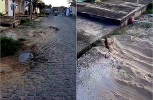 Águas de Teresina deixa obra mal feita e prejuízo para moradores na zona Sul (Foto: Reprodução) Águas de Teresina deixa obra mal feita e prejuízo para moradores na zona Sul (Foto: Reprodução)