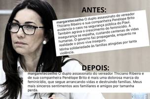 Após ser massacrada nas redes, Margarete edita postagem e exclui comentários (Foto: Conecta Piauí) Após ser massacrada nas redes, Margarete edita postagem e exclui comentários (Foto: Conecta Piauí)