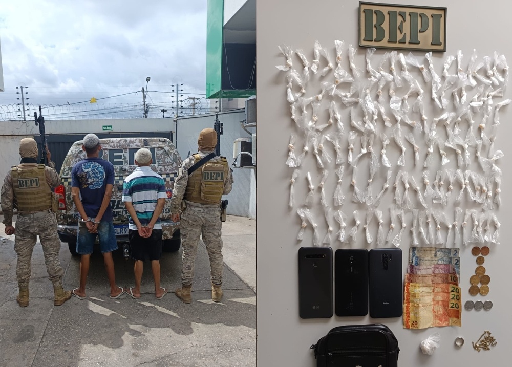 BEPI prende dupla com mais de 100 trouxas de crack na zona norte de Teresina