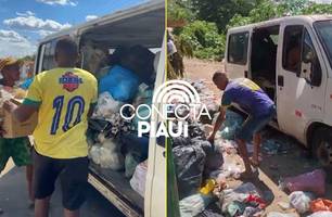 Cansados de esperar pela prefeitura, moradores de Teresina realizam coleta de lixo (Foto: Conecta Piauí) Cansados de esperar pela prefeitura, moradores de Teresina realizam coleta de lixo (Foto: Conecta Piauí)