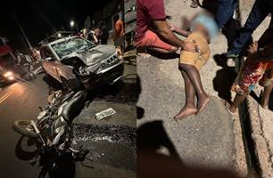 Colisão entre carro e moto deixa homem desacordado na BR-343, em Campo Maior (Foto: Reprodução)