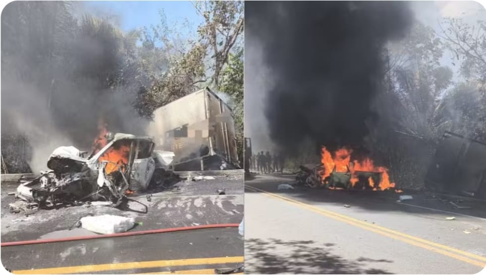Colisão na BR 316 entre Caxias e Codó deixou dois mortos e carro em chamas