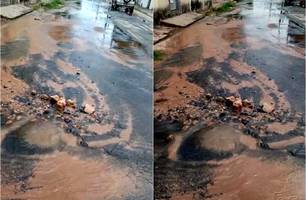 Grande vazamento de água revolta população na zona Norte de Teresina (Foto: Reprodução) Grande vazamento de água revolta população na zona Norte de Teresina (Foto: Reprodução)