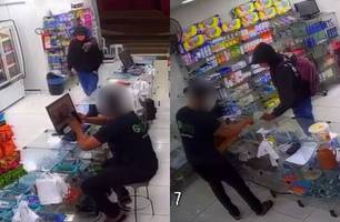 Homem armado rende funcionário e assalta farmácia em Picos; veja o vídeo (Foto: Reprodução)