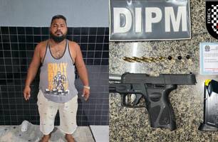 Homem é preso após ameaçar adulto e duas crianças com arma de fogo em Parnaíba (Foto: Divulgação/PMPI) Homem é preso após ameaçar adulto e duas crianças com arma de fogo em Parnaíba (Foto: Divulgação/PMPI)