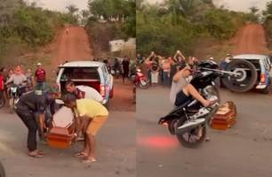 Homem morre e amigos fazem 'o grau' em homenagem e vídeo gera polêmica no MA (Foto: Reprodução) Homem morre e amigos fazem 'o grau' em homenagem e vídeo gera polêmica no MA (Foto: Reprodução)