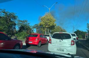Incêndio atinge vegetação ao lado de linha férrea na zona Leste de Teresina (Foto: Cecília Brandão/Conecta Piauí) Incêndio atinge vegetação ao lado de linha férrea na zona Leste de Teresina (Foto: Cecília Brandão/Conecta Piauí)