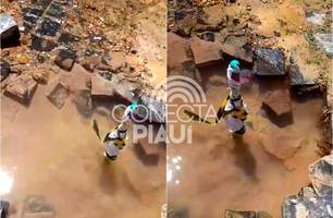 Moradora denuncia vazamento e falta de água há quase uma semana em Teresina (Foto: Reprodução) Moradora denuncia vazamento e falta de água há quase uma semana em Teresina (Foto: Reprodução)