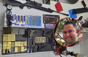 PM apreende arsenal em casa do homem que matou vereador e ex-GCM de Parnaíba (Foto: Reprodução) PM apreende arsenal em casa do homem que matou vereador e ex-GCM de Parnaíba (Foto: Reprodução)