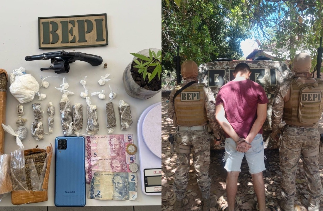PM prende suspeito de tráfico e porte ilegal de arma em Teresina
