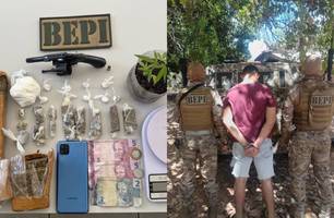 PM prende suspeito de tráfico e porte ilegal de arma em Teresina (Foto: Reprodução)