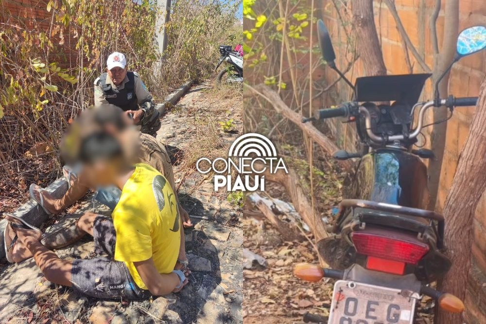 Polícia fica de tocaia e apreende dupla que foi buscar moto roubada em Teresina