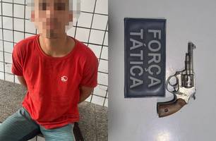 Suspeito de ameaçar motociclista por aplicativo é preso com arma em Teresina (Foto: Divulgação/PMPI)