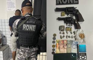 Trio é preso por porte ilegal e tráfico de drogas na zona Norte de Teresina (Foto: Divulgação/PMPI) Trio é preso por porte ilegal e tráfico de drogas na zona Norte de Teresina (Foto: Divulgação/PMPI)