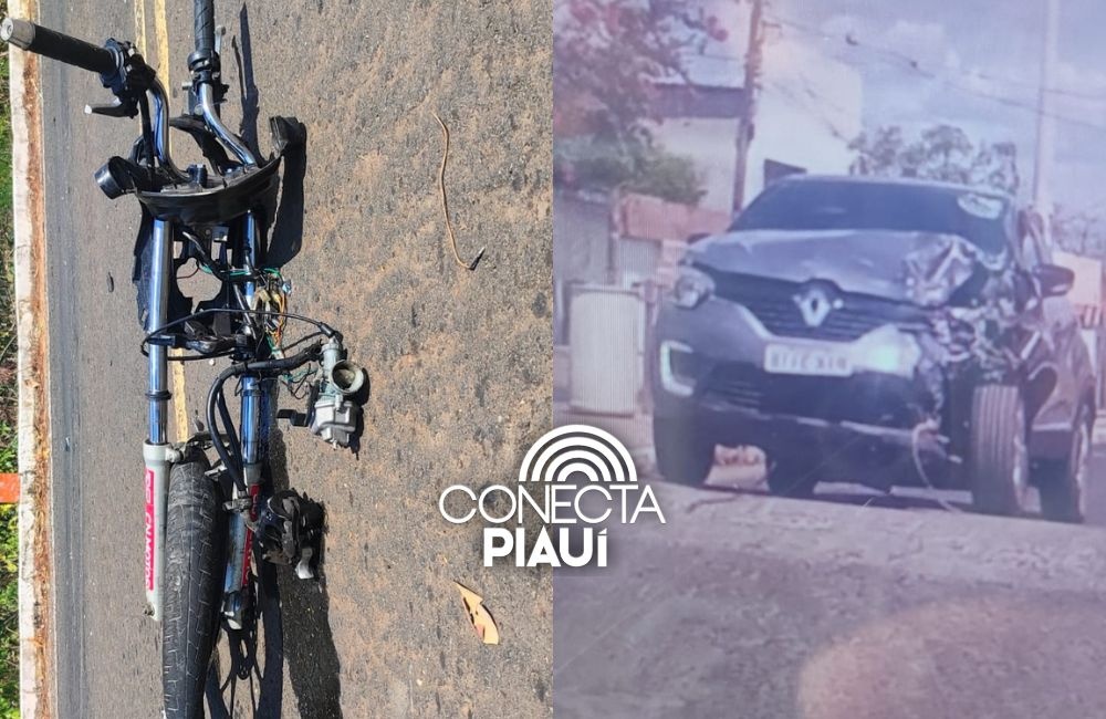 Carro envolvido em acidente que tirou a vida do jovem Cuã Rodrigo, na PI-130