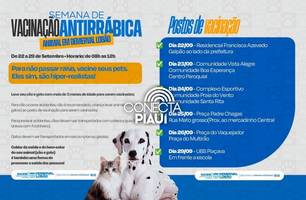 Demerval Lobão inicia Semana de Vacinação Antirrábica para cães e gatos (Foto: Reprodução) Demerval Lobão inicia Semana de Vacinação Antirrábica para cães e gatos (Foto: Reprodução)