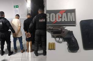 Dupla é presa com arma de fogo após perseguição policial na zona Leste de Teresina (Foto: Reprodução) Dupla é presa com arma de fogo após perseguição policial na zona Leste de Teresina (Foto: Reprodução)