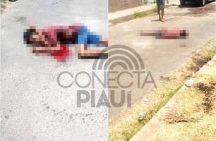 Homem é assassinado e corpo fica estendido em rua na zona Norte de Teresina (Foto: Reprodução) Homem é assassinado e corpo fica estendido em rua na zona Norte de Teresina (Foto: Reprodução)