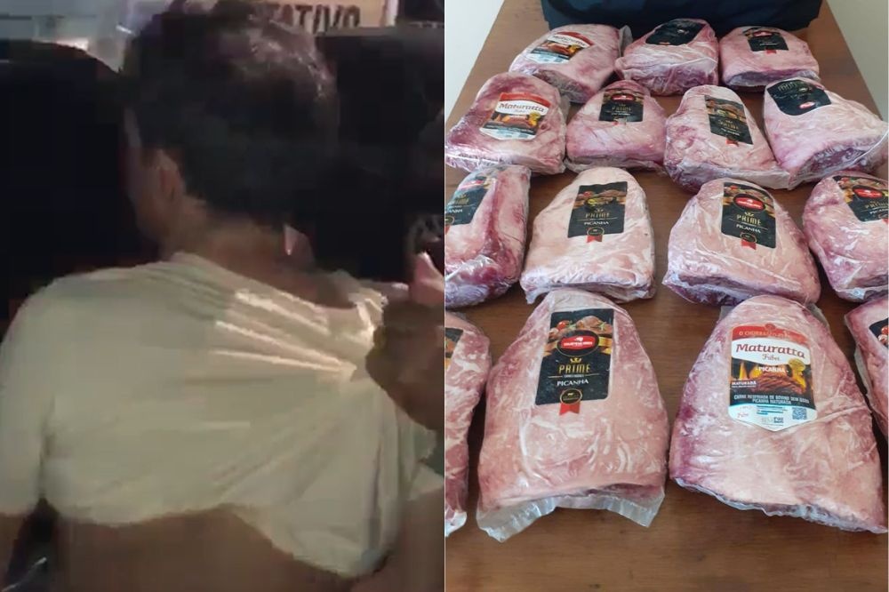 Homem é preso ao tentar furtar peças de picanha em supermercado de Teresina