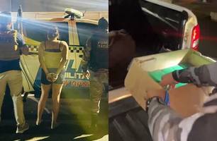 Jovem é presa com 15 tabletes de maconha ao desembarcar de ônibus em Picos (Foto: Divulgação/PMPI) Jovem é presa com 15 tabletes de maconha ao desembarcar de ônibus em Picos (Foto: Divulgação/PMPI)