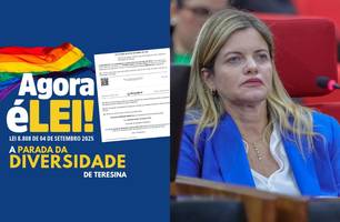 Lei de autoria da Deputada Gracinha Mão Santa oficializa Parada da Diversidade de Teresina no calendário do Piauí (Foto: Reprodução/Redes sociais) Lei de autoria da Deputada Gracinha Mão Santa oficializa Parada da Diversidade de Teresina no calendário do Piauí (Foto: Reprodução/Redes sociais)