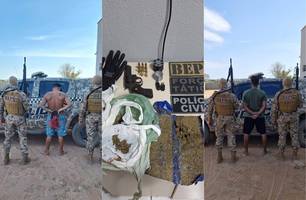 Operação conjunta resulta em prisões por tráfico e posse ilegal de arma em Bom Jesus (Foto: Divulgação/PMPI) Operação conjunta resulta em prisões por tráfico e posse ilegal de arma em Bom Jesus (Foto: Divulgação/PMPI)