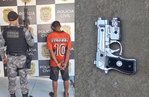 Polícia Militar prende suspeito de roubo com simulacro de arma em Esperantina (Foto: Divulgação/PMPI)