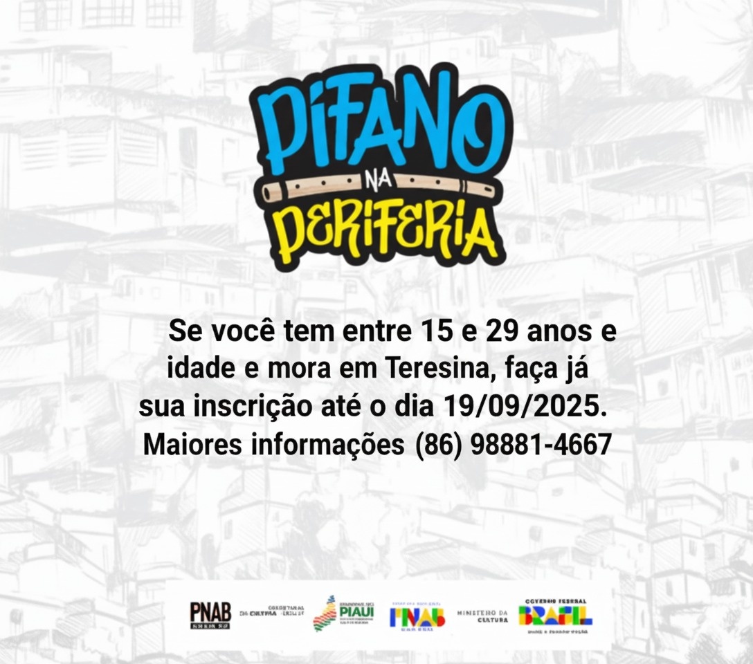 Projeto 'Pífano na Periferia' abre últimos dias de inscrição em Teresina