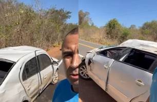 Sargento da PM sobrevive a capotamento após colisão com urubus no Piauí (Foto: Reprodução) Sargento da PM sobrevive a capotamento após colisão com urubus no Piauí (Foto: Reprodução)